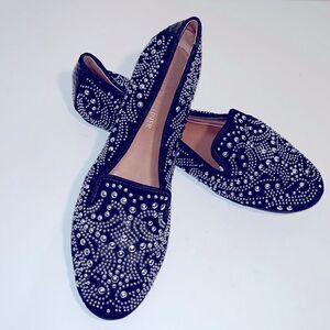 Donald J. Pliner Debbi Suede leather black studded smoking flats
